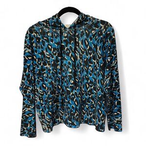 Interdee blue and black leopard print hooded jacket size S